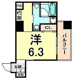 RIVERGEAMAGASAKI 1Kの間取図画像