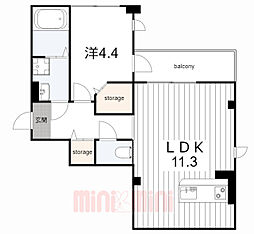 レガリア東園田 1LDKの間取図画像