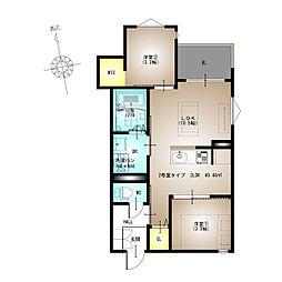 REGALEST LA NAUAGE 武庫川 2LDKの間取図画像