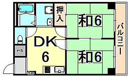 エメラルド立花パート2 2DKの間取図画像