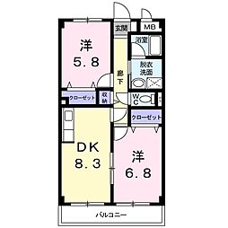 レカレクション 2DKの間取図画像