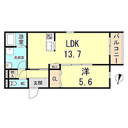 サンフラワー 1LDKの間取図画像