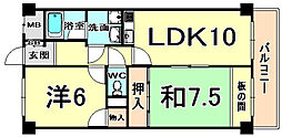 ソシア武庫川 2LDKの間取図画像