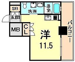 BelleFace尼崎 ワンルームの間取図画像