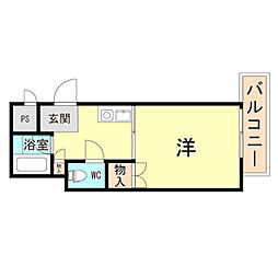 第5キャスル塚口 ワンルームの間取図画像