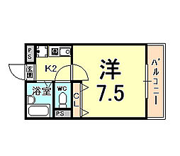 レオパレスサンブライト 1Kの間取図画像