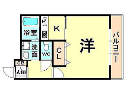 レフィナード西台 1Kの間取図画像