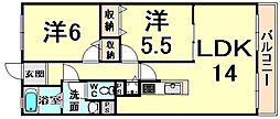 セビーヌ武庫之荘3 2LDKの間取図画像