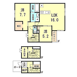 アレスハイム武庫之荘 B棟 2SLDKの間取図画像