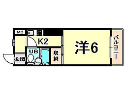 ヴィラ塚口 ワンルームの間取図画像
