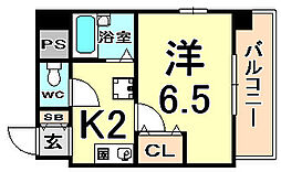 エスティライフ武庫之荘 1Kの間取図画像