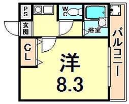 クレールステュディオ 1Kの間取図画像