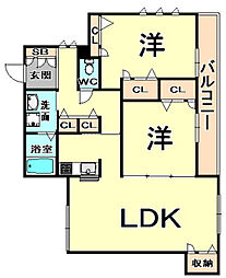 ヴェルソナーレヒビキ 2LDKの間取図画像