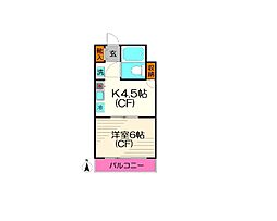 TOP明大前No.3 1Kの間取図画像