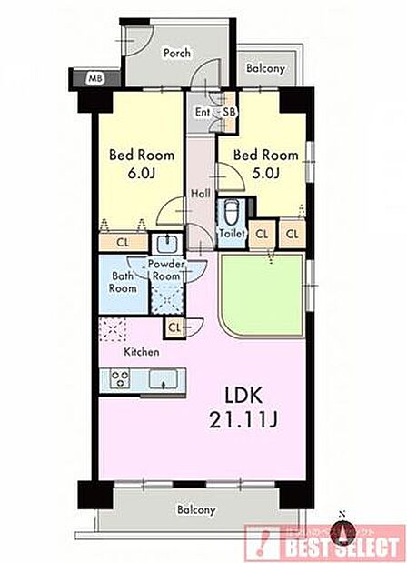 2LDK 間取り