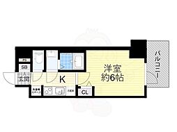 プレサンス天王寺 勝山 11階1Kの間取り