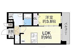 プレサンス天王寺ヴィヴァン 10階1LDKの間取り