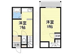 エクラ東住吉2 1DKの間取図画像