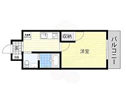 クリスタル昭和 2階1Kの間取り
