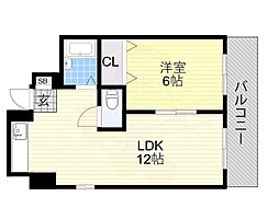 シティハイツマルシン寺田町 1LDKの間取図画像