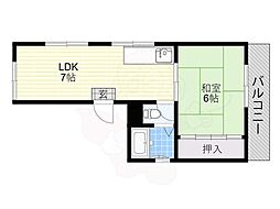 畑中ビル 1LDKの間取図画像