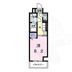ウィングコート天王寺 1Kの間取図画像