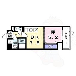 ウィングコート天王寺 1DKの間取図画像