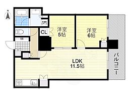 ローレルタワー夕陽丘ウエストレジデンス 1LDKの間取図画像