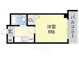アパルト四天王寺2 1Kの間取図画像