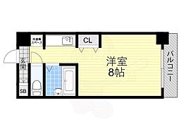 プロスペール夕陽丘 ワンルームの間取図画像