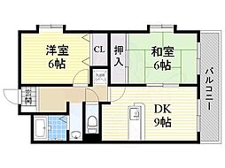 グリーンハイムA 2DKの間取図画像