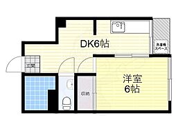 グリーンハイツ天王寺 1DKの間取図画像