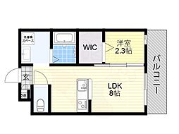 大阪市東住吉区西今川1丁目マンション 1LDKの間取図画像
