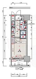 プレサンスザ天王寺逢阪トゥルー 1Kの間取図画像