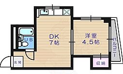 アベノサンク 1DKの間取図画像