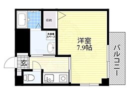 ラシーヌ天王寺 1Kの間取図画像