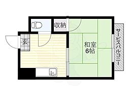 シャトー今中 1DKの間取図画像