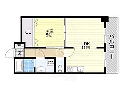有馬パレス阿倍野 1LDKの間取図画像
