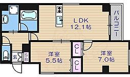 レジデンスJUKO 2LDKの間取図画像
