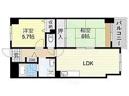 グラン・ピア天王寺 2LDKの間取図画像