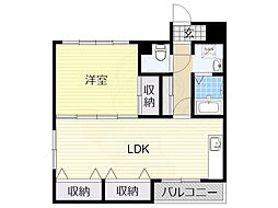 戎フルール谷九 1LDKの間取図画像