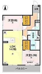 RETORIA阪南町 2LDKの間取図画像