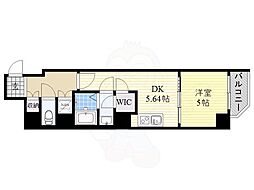 アクアプレイス上本町 1DKの間取図画像