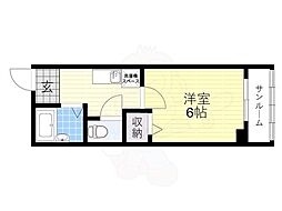 コーポサンライフ 1Kの間取図画像