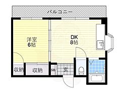 ステイト阿倍野 1DKの間取図画像