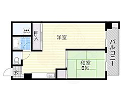 上之宮台ハイツ 1LDKの間取図画像