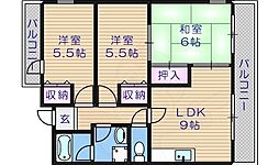 ハーヴェスト今川 3LDKの間取図画像