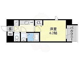 FIRSTFIORE天王寺筆ヶ崎EYE 1Kの間取図画像