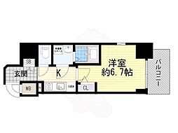 エスリード大阪上本町ブランシュ 1Kの間取図画像
