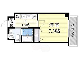 RITZ新今里 1Kの間取図画像